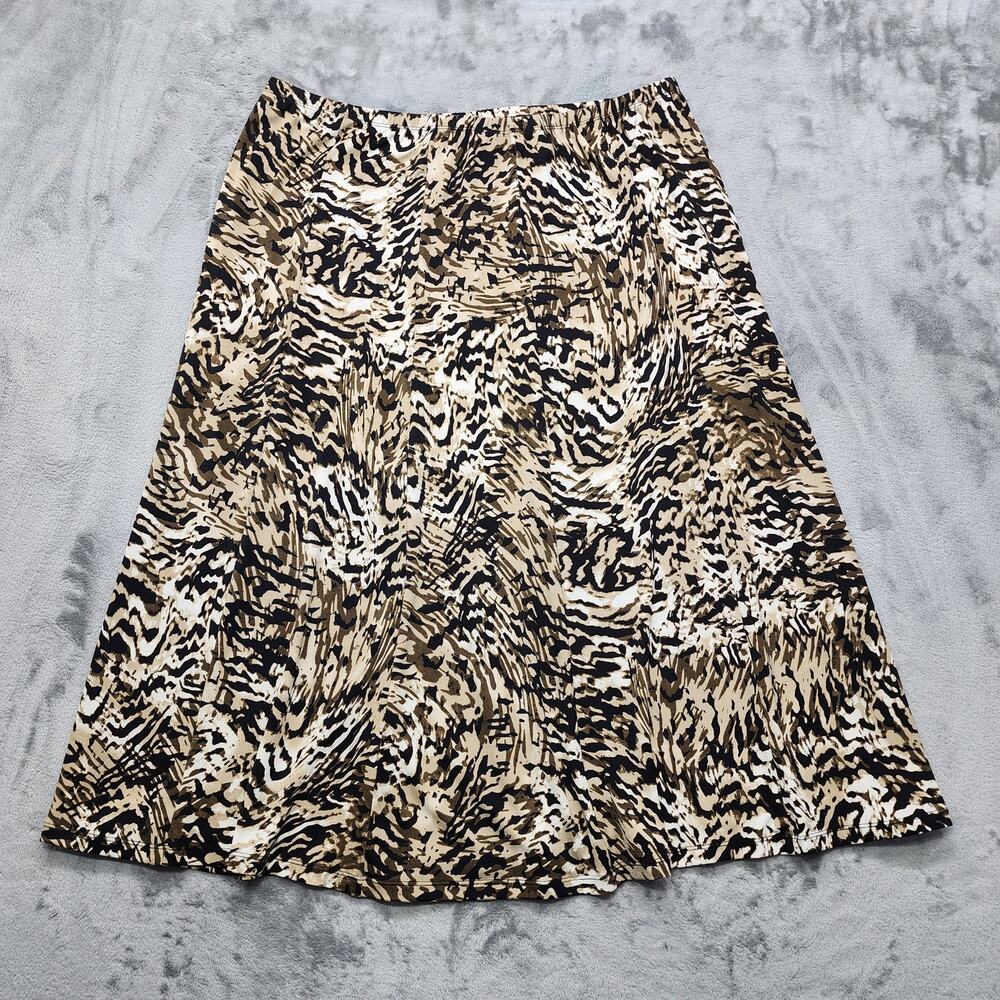 Vintage JM Collection Skirt Womens XL Blue‎ Brown Cream Animal Print Stretch